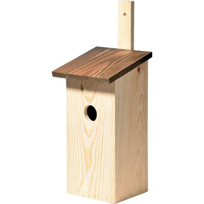 Simple tit box with practical fastening bar, pine (22127e)