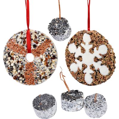 Birdseed mix, fat food mix for hanging, 4 large tit rings (24103e)