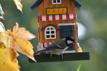 Maison d'oiseau décorative colorée western à suspendre en bois, mangeoire à oiseaux café (25109FSC) 4