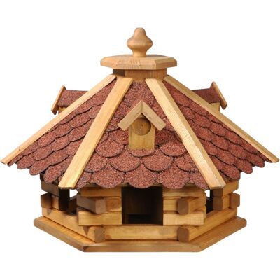 Art. 98710e - Rustic hexagonal bird house with red bitumen roof