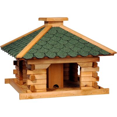 Rustic Square Birdhouse with Green Bitumen Roof, Pine (45320e)