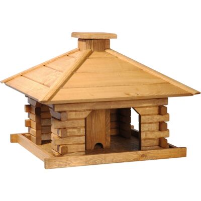 Quadratisches Vogelhaus Rustikal mit Holzdach, Kiefer (45300e)