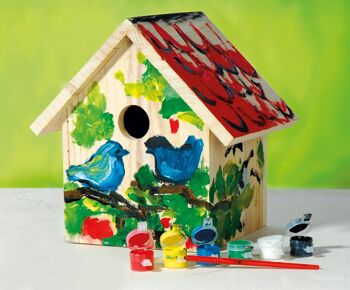 Nichoir en bois d'épicéa FSC® pour enfants en kit à peindre (22368FSC) 2