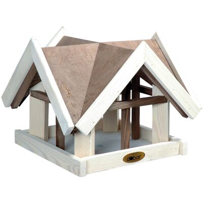 Large bird house "antique finish" made of solid pine wood with 4 gables (47880e)