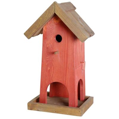 Large bird feeder/nesting box combination "Red House" with opening flap (21119e)