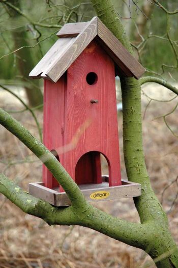 Grande combinaison mangeoire à oiseaux/nichoir "Red House" avec rabat d'ouverture (21119e) 4