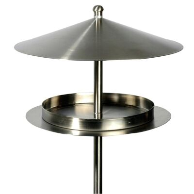 Mangiatoia per uccelli dal design rotondo "Silver Shine" in acciaio inossidabile con supporto (11610)