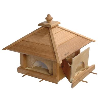 Large "4 Drawer" Oak Bird Feeder with Silo and Approach Poles (46700e)