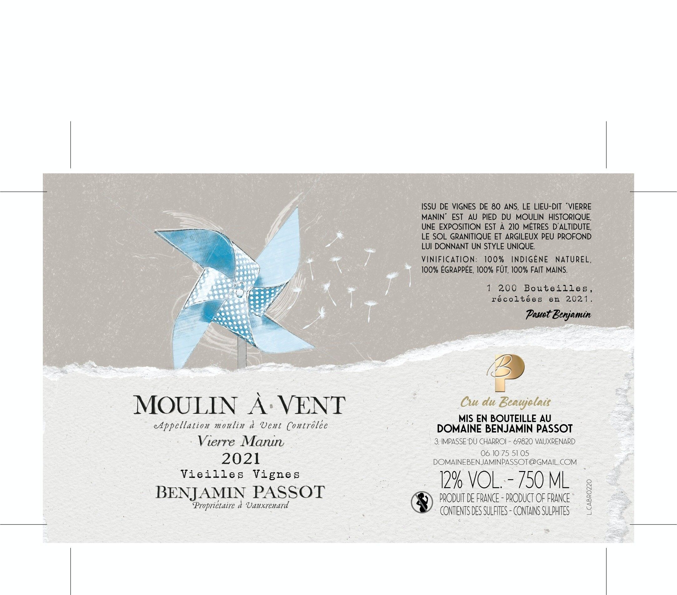Molino de viento "Vierre Manin" 2024 Beaujolais Crus