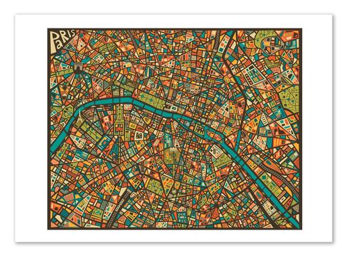 Art-Poster - Paris Street Map - Jazzberry Blue W17255