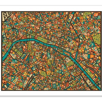 Art-Poster - Paris Street Map - Jazzberry Blue W17255