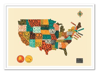 Art-Poster - United States Map - Jazzberry Blue W17256 2