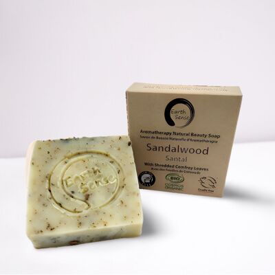 Organic Solid Soap - Sandalwood with Shredded Comfrey Leaves 1 piece