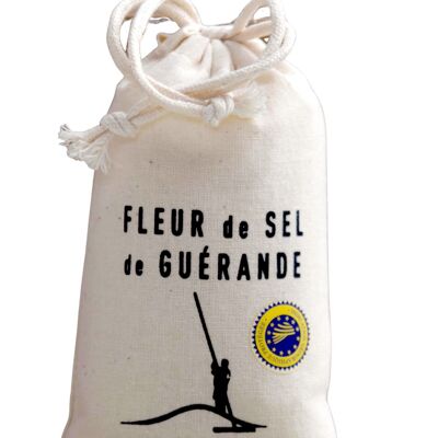 Fleur de Sel from Guérande in its printed cotton bag - 150gr