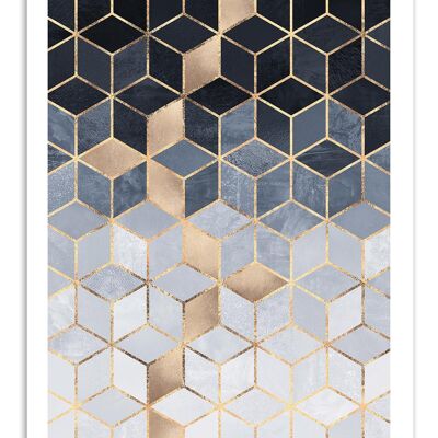 Art-Poster - Soft blue gradient Cubes - Elisabeth Fredriksson W17359