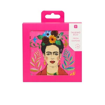 Tovaglioli da cocktail Frida Kahlo rosa - Confezione da 20