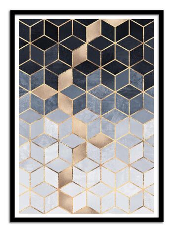 Art-Poster - Soft blue gradient Cubes - Elisabeth Fredriksson W17359-A3 3