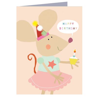 TY03 Biglietto di auguri di compleanno con mini topo