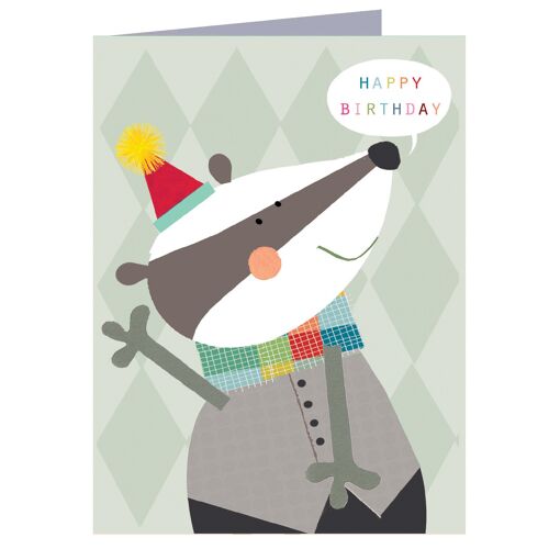 TY04 Mini Badger Birthday Card
