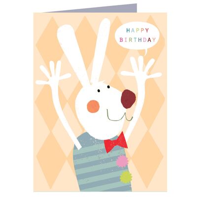 TY11 Mini biglietto di auguri di compleanno con coniglio felice