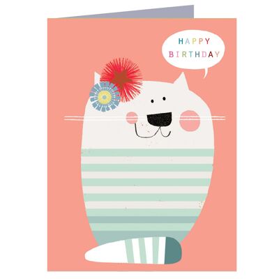 TY12 Mini Knitted Cat Birthday Card