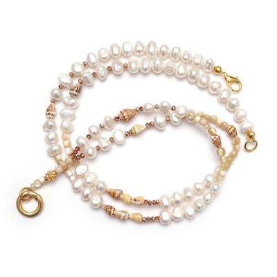 Malibu GoldShiny 88, collar largo intercambiable de perlas de agua dulce