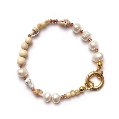 Bracelet Perles Malibu DoréBrillant