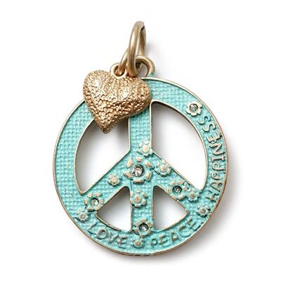 Peace Turquoise L & Heart GoldShiny S, gemelo amuleto