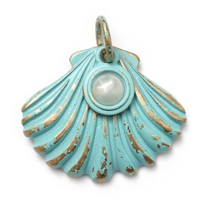 Shell L & Pearl S Amulet Duo Turquoise