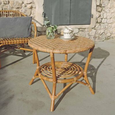 Cabourg woven natural rattan pedestal coffee table