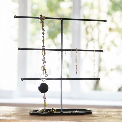 Mira matte black finish metal jewelry stand