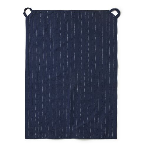 Dotted line tea towel blue