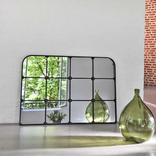 Miroir fenêtre en métal noir 130 x 90 cm - Saïgon - intérieur/extérieur