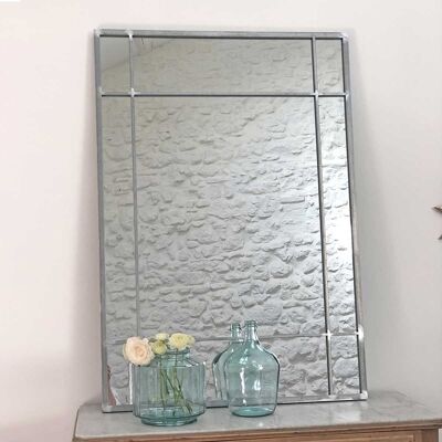 Art Deco mirror in zinc-finish metal - 130 x 90 cm - Wallis - indoor/outdoor