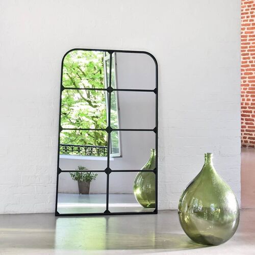 Miroir fenêtre en métal noir 80 x 130 cm - Saïgon - intérieur/extérieur