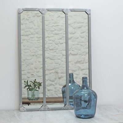 Rectangular studio glass mirror in zinc finish metal 60 x 83 cm - Bricklane - indoor/outdoor