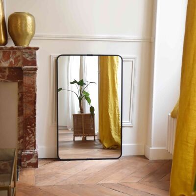 Miroir rectangulaire en métal maillechort noir 85 x 55 cm - Chaumont
