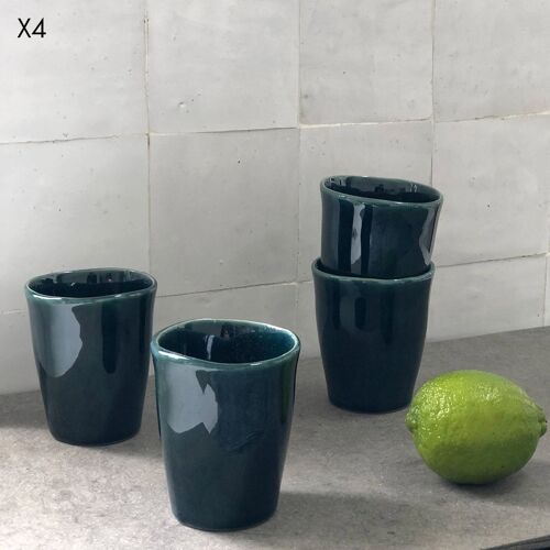 Set de 4 tasses expresso en céramique vert anglais Lagune