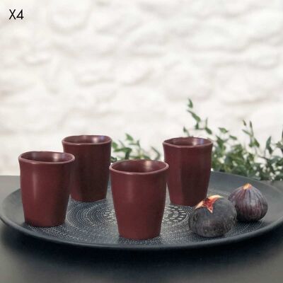 Set of 4 Fjord terracotta red ceramic espresso cups