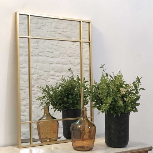 Miroir Art Déco en métal doré 97 x 67 cm - Wallis - intérieur/extérieur