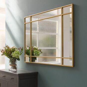 Miroir Art Déco en métal doré 130 x 90 cm - Wallis - intérieur/extérieur 1
