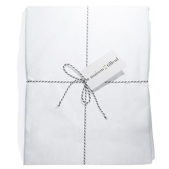 Drap housse en percale de coton blanche 160x200 cm - Céleste