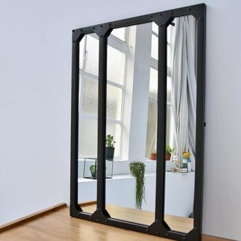 Miroir verrière atelier en métal rectangulaire noir 60 x 83 cm - Bricklane - intérieur/extérieur 2