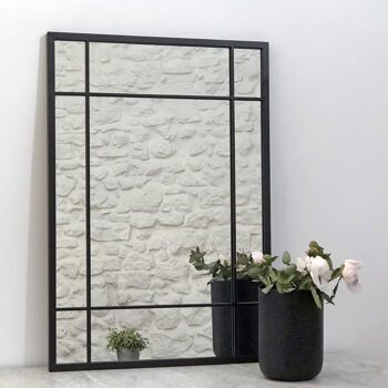 Miroir Art Déco en métal noir 97 x 67 cm - Wallis - intérieur/extérieur 1