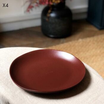 Set de 4 assiettes plates en céramique terracotta - Fjord 1