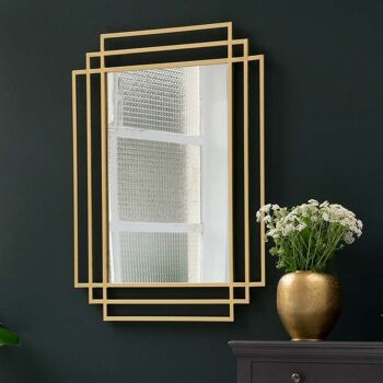Miroir Art Déco rectangulaire en métal doré 101 x 76 cm - Ginger - intérieur/extérieur 2