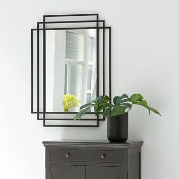 Miroir Art Déco rectangulaire en métal noir 101 x 76 cm - Ginger - intérieur/extérieur 1
