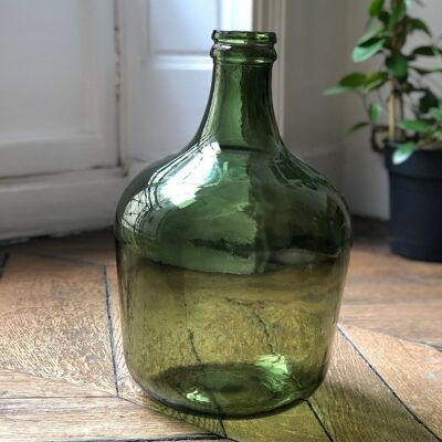 Bonbonne dame jeanne en verre recyclé vert olive 12L