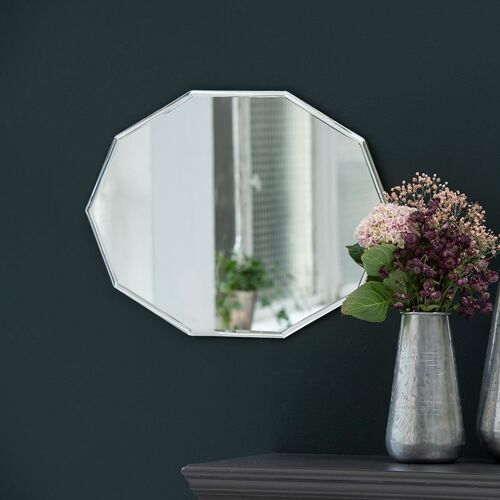 Miroir ovale décagonal biseauté Léonie 59 x 44 cm