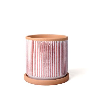 Red vertical striped planter S without plate